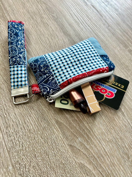 Blue Patchwork Wristlet Wallet