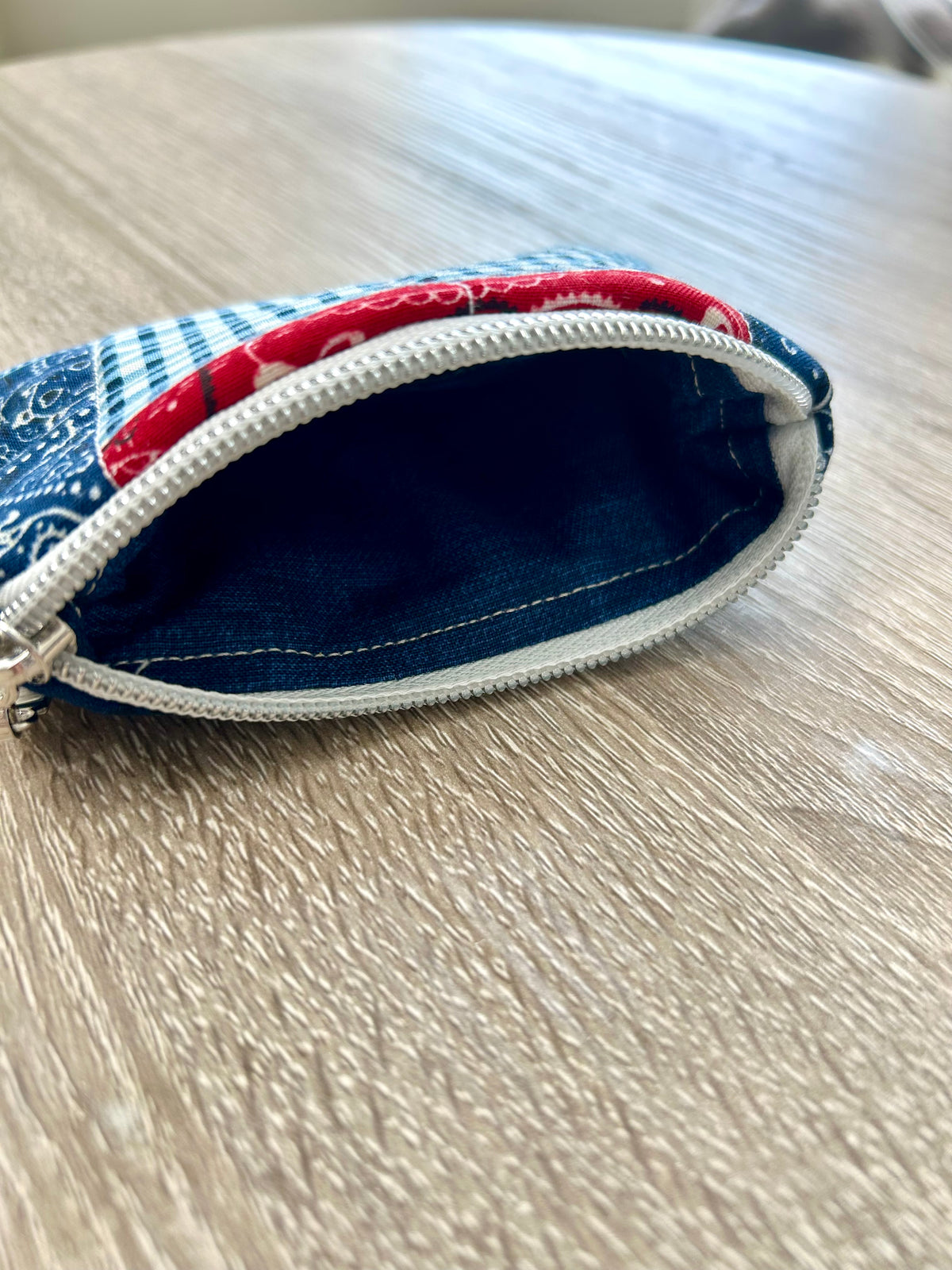 Blue Patchwork Wristlet Wallet