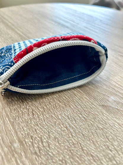 Blue Patchwork Wristlet Wallet