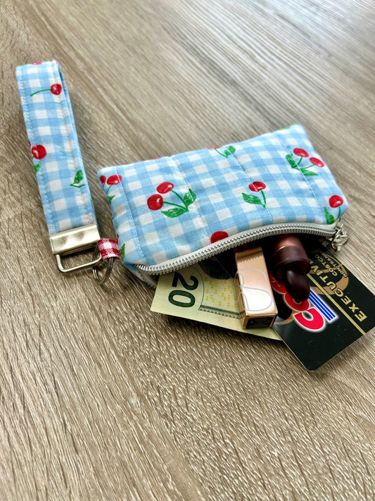 Cherries on Check Wristlet Wallet