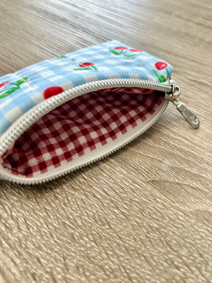 Cherries on Check Wristlet Wallet