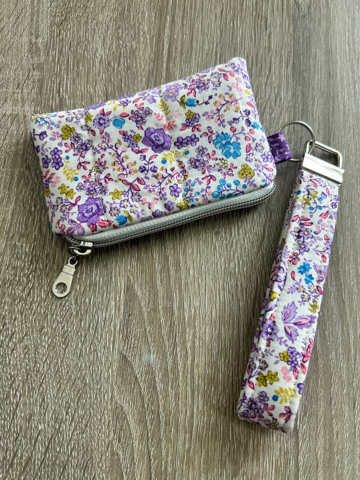 Purple Floral Wristlet Wallet