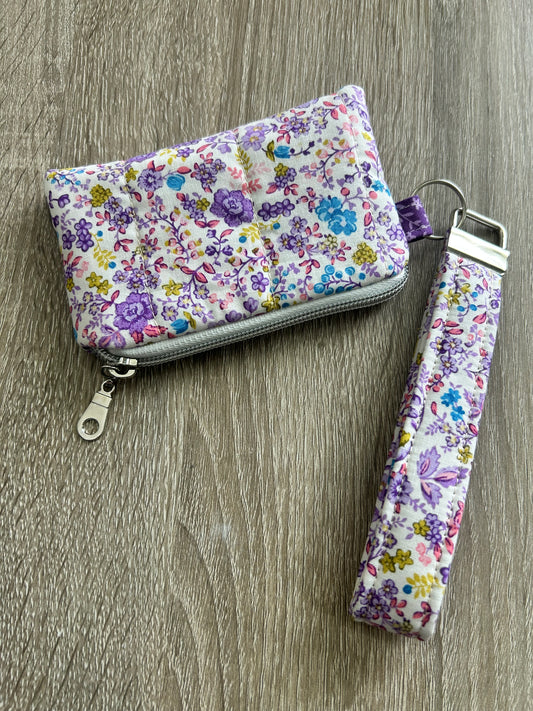 Purple Floral Wristlet Wallet
