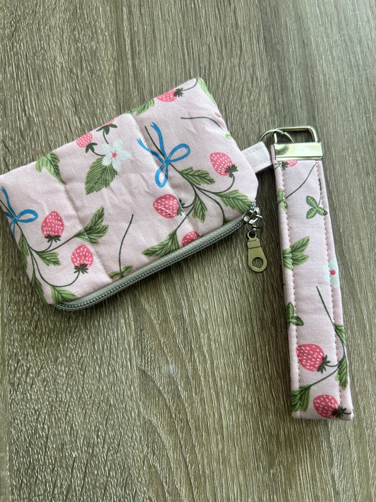 Strawberries and Bows Wristlet Wallet