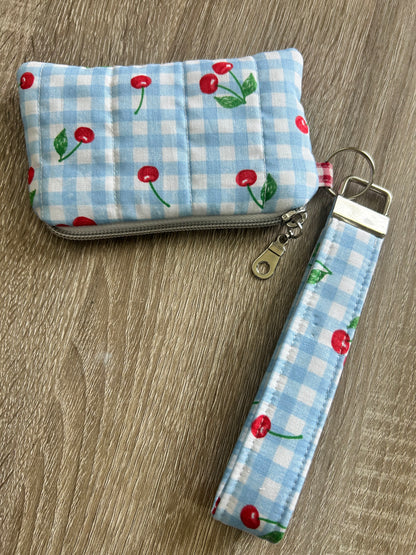 Cherries on Check Wristlet Wallet