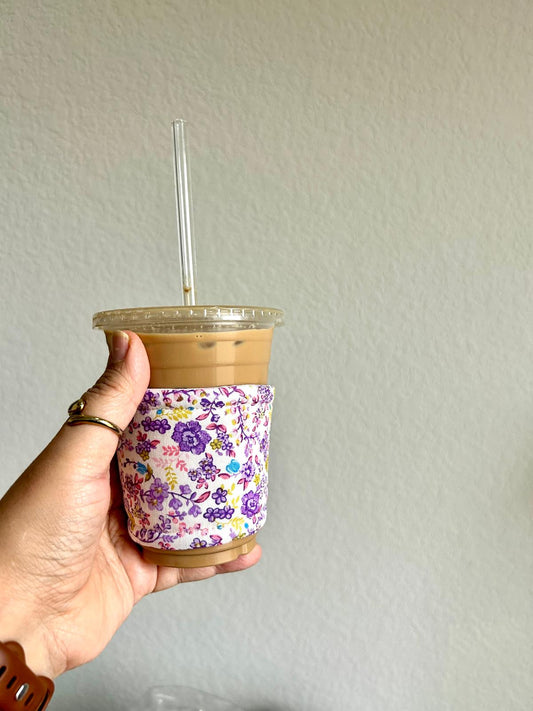 Purple Floral Cup Sleeve