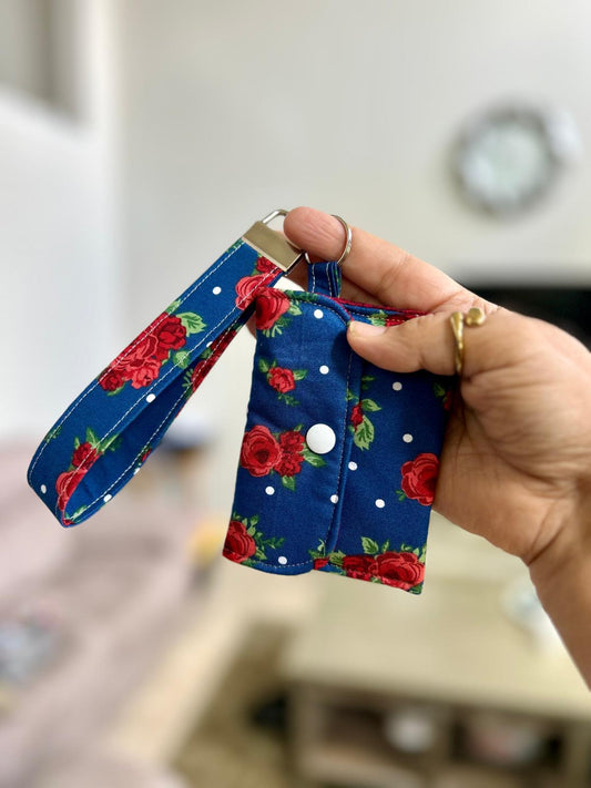 Roses on navy Wristlet Wallet