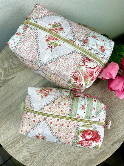 Rose Patchwork Makeup Bag