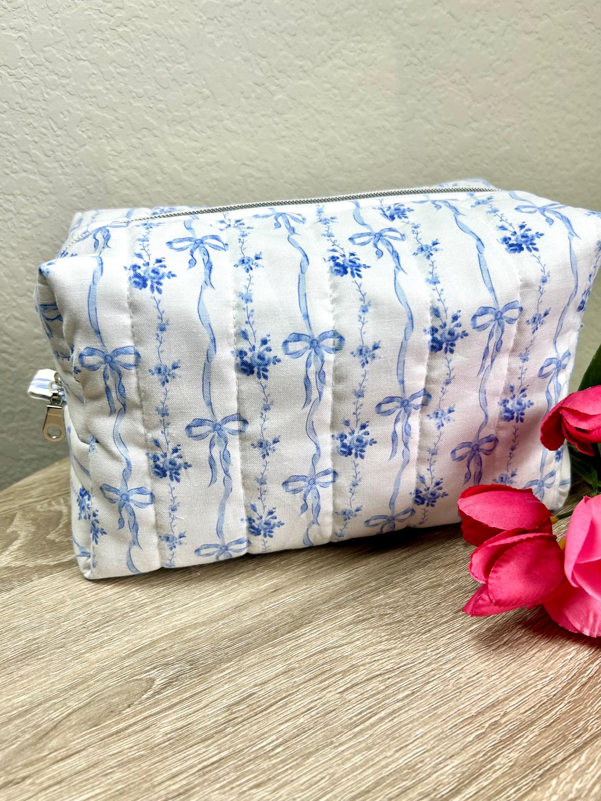 Blue Bow Makeup Bag