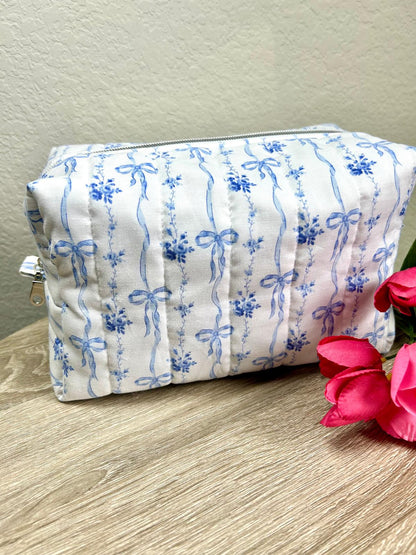 Blue Bow Makeup Bag