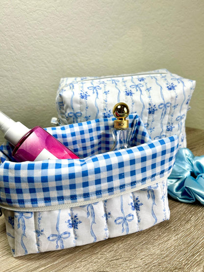 Blue Bow Makeup Bag