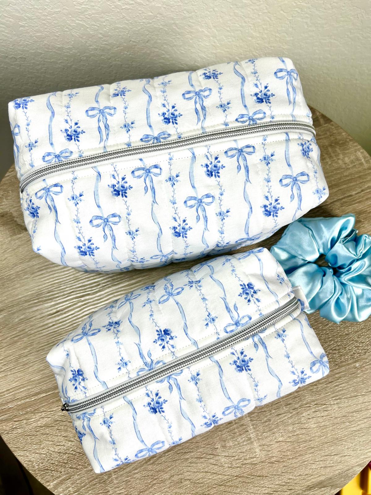 Blue Bow Makeup Bag