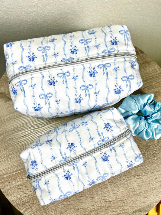 Blue Bow Makeup Bag