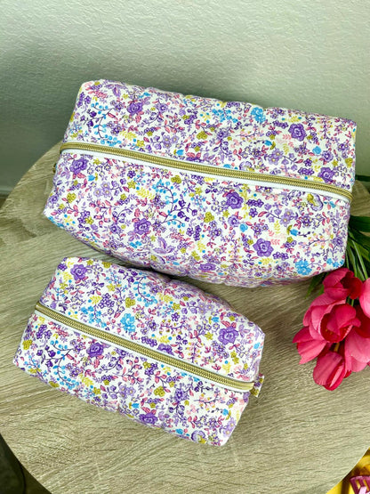 Purple Floral Makeup Bag