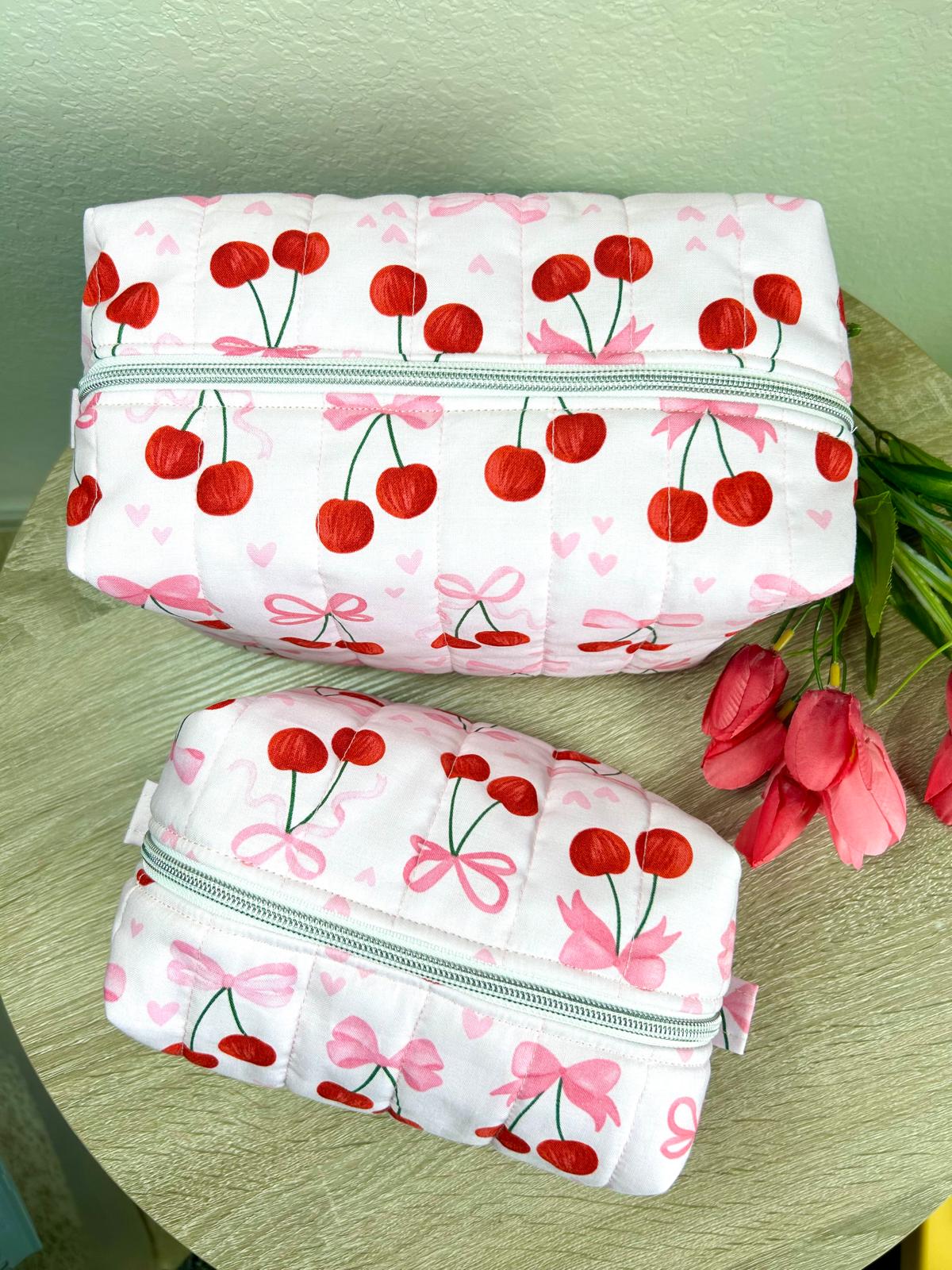 Cherry Bows Makeup Bag